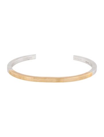 Pre-owned Celine Two Tone Simple Forms Cuff Bracelet, 4" In Multi
