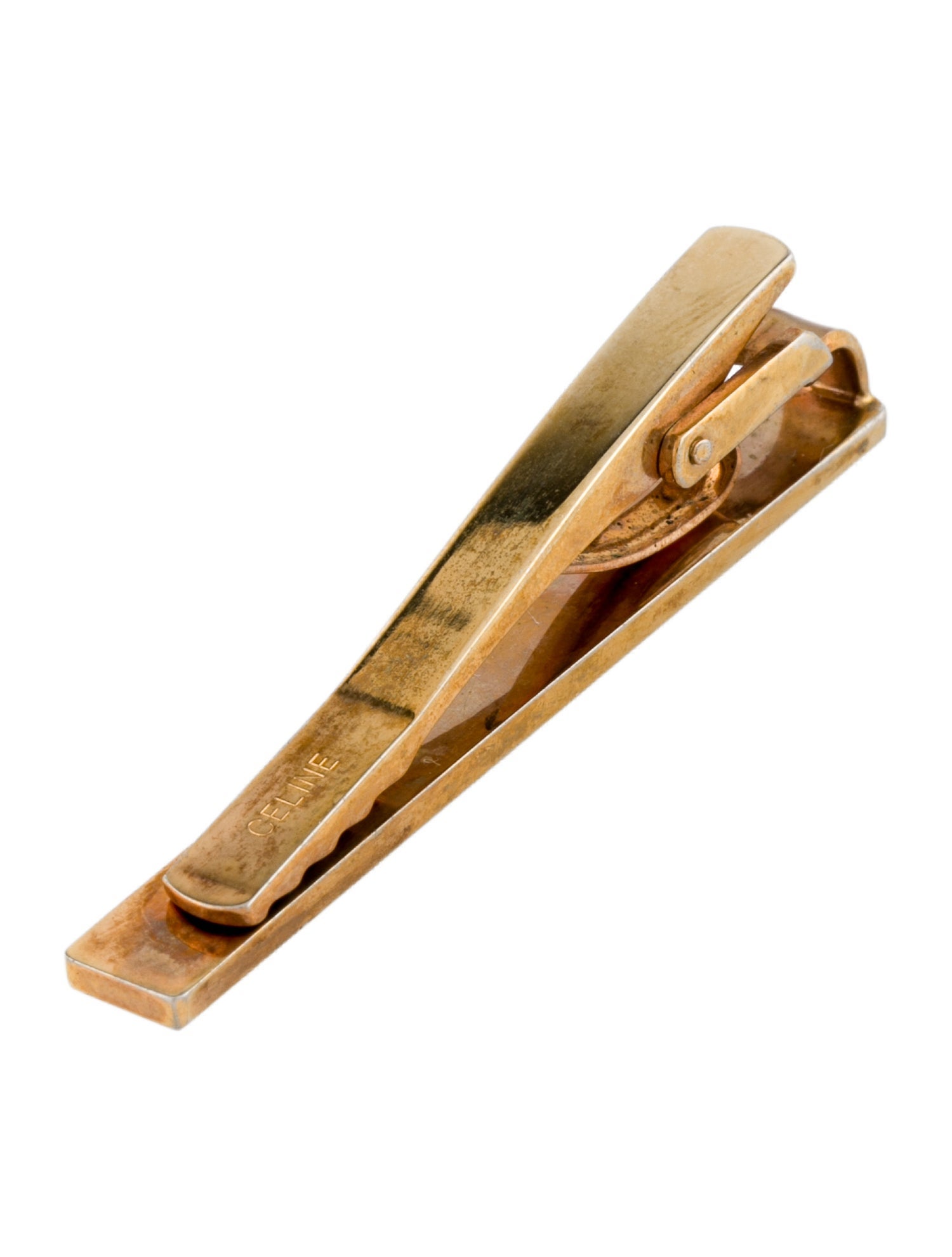 Celine Vintage Enamel Two Tone Logo Tie Clip