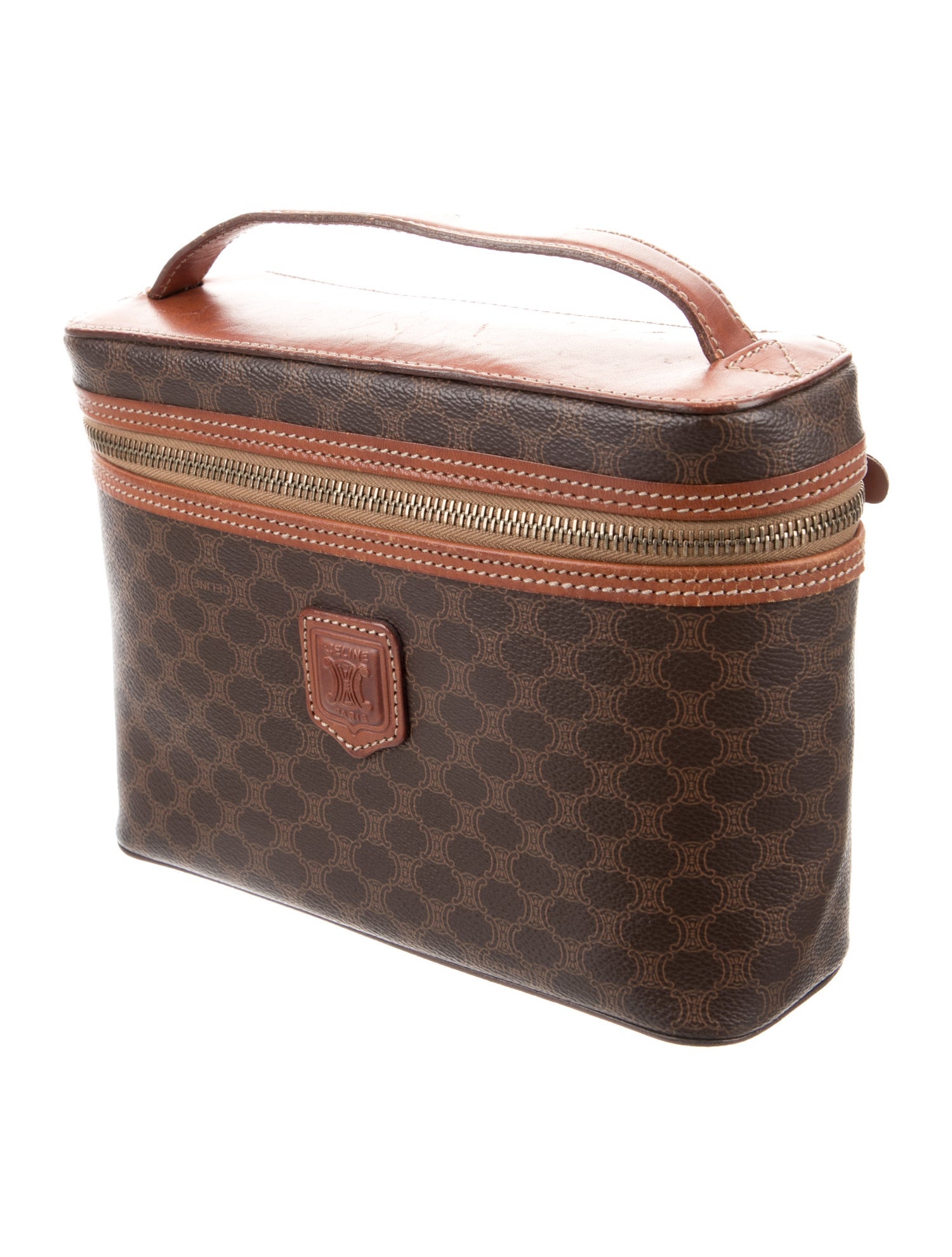 Celine Coated Canvas Pattern Print Cosmetic Bag
