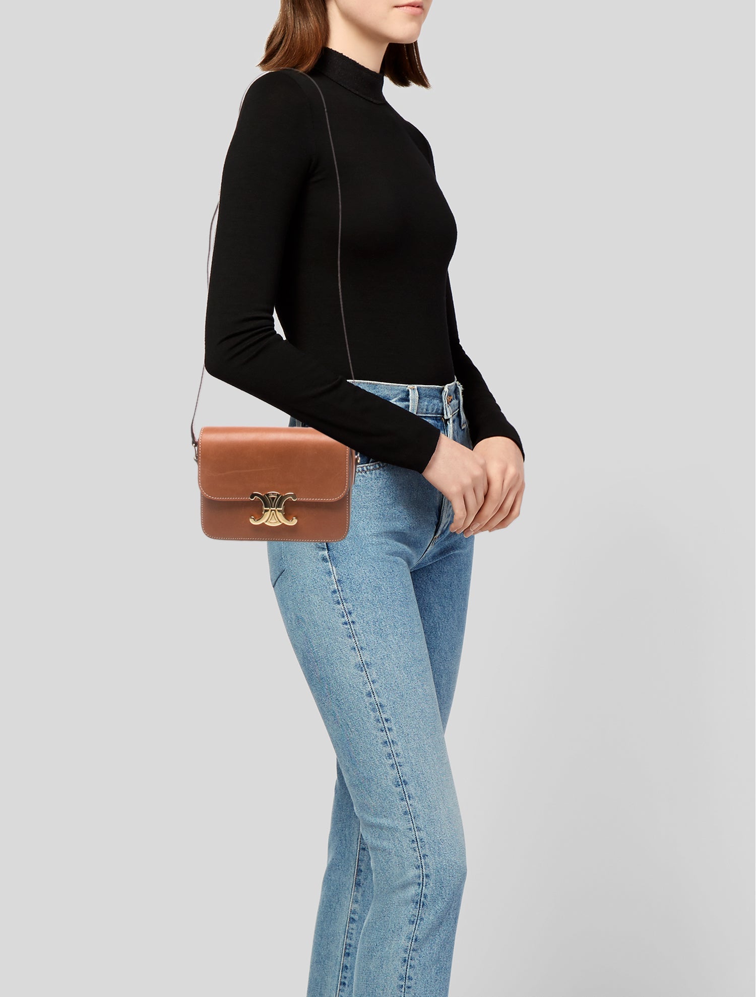Celine Signature Triomphe Teen 2025 - Brown Shoulder Bags