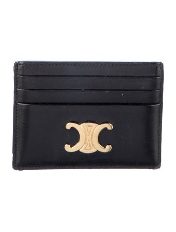 Pre-owned Celine Leather Card Holder In Black