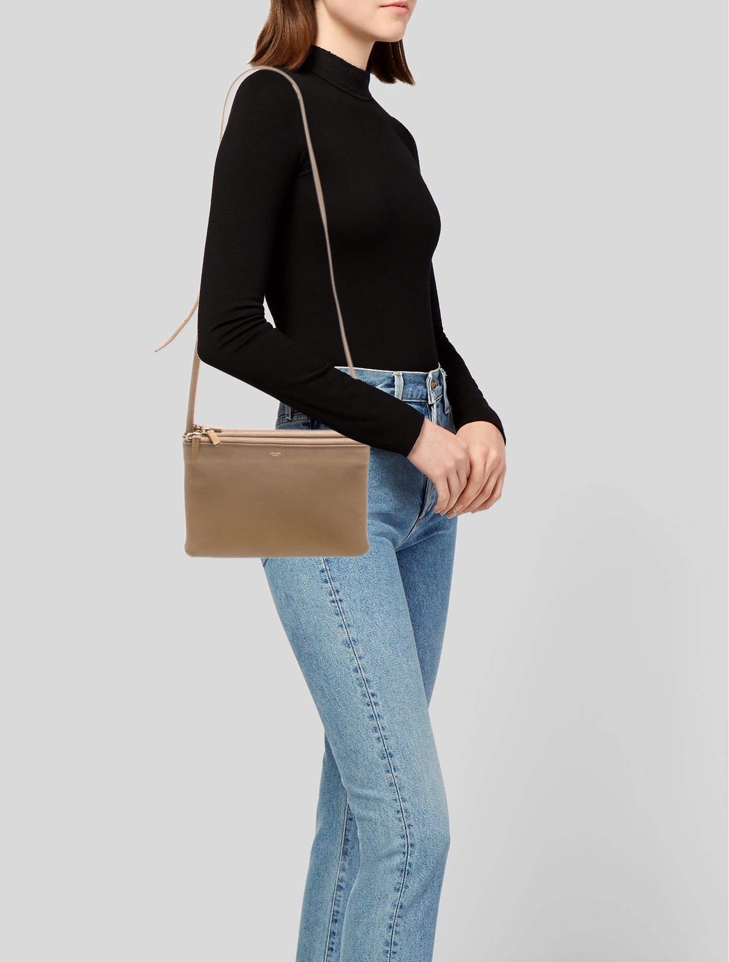 Celine Leather Trio Large - Neutrals Crossbody Bags, Handbags