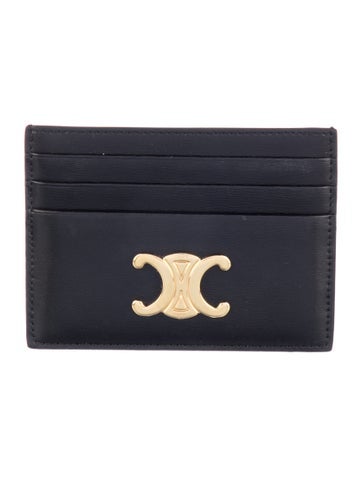 Pre-owned Celine Leather Card Holder In Black