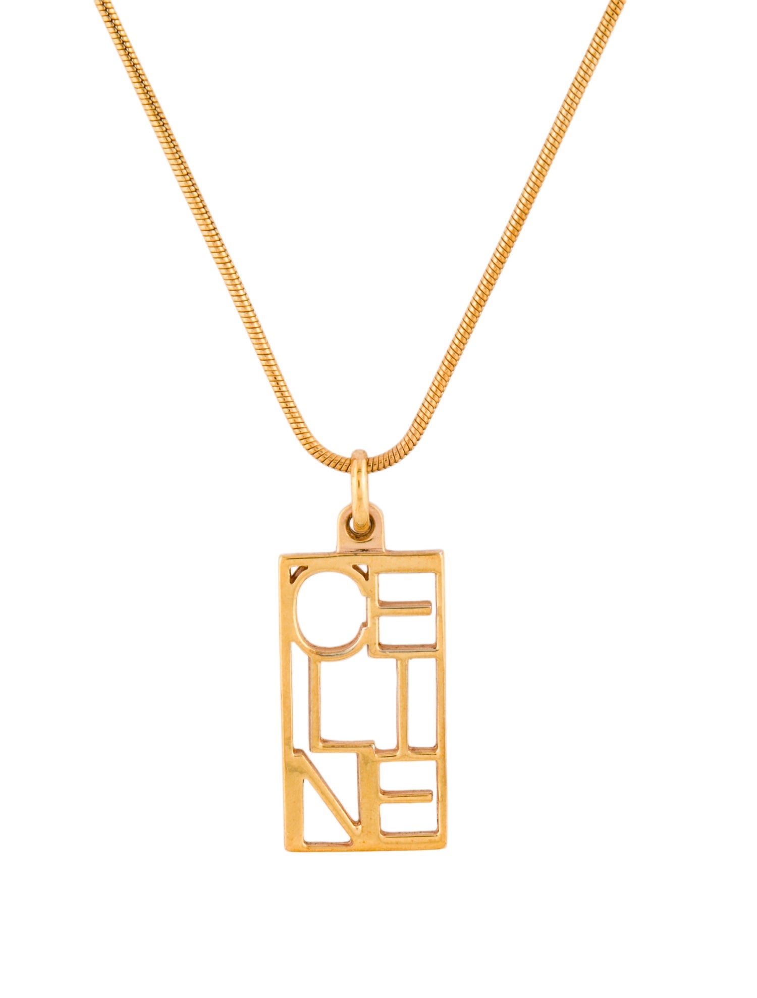 Celine Logo Pendant Necklace