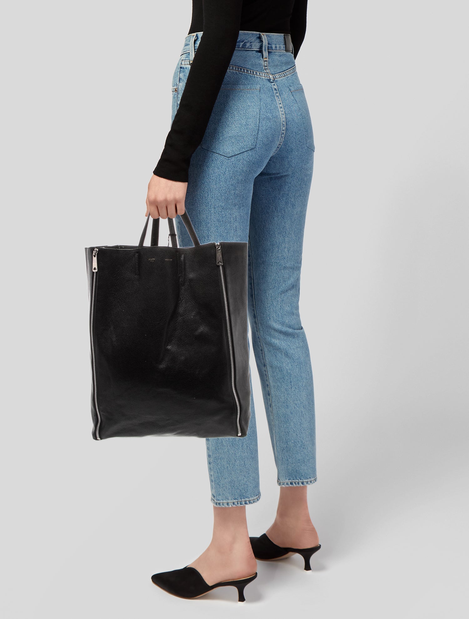 Celine Leather Gusset Cabas Vertical - Black Totes, Handbags