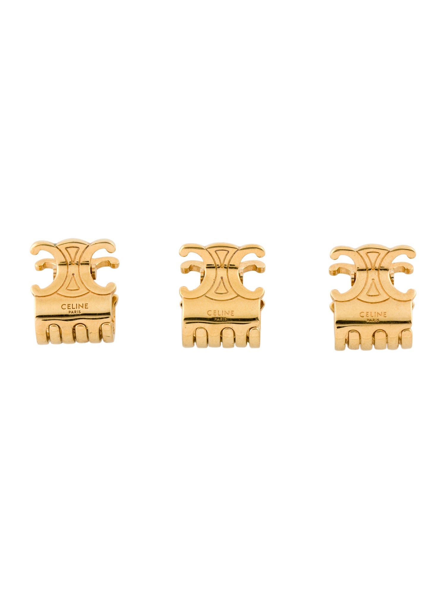 Celine 3 Metal Mini Hair Claw Clips - Gold Hair Accessories