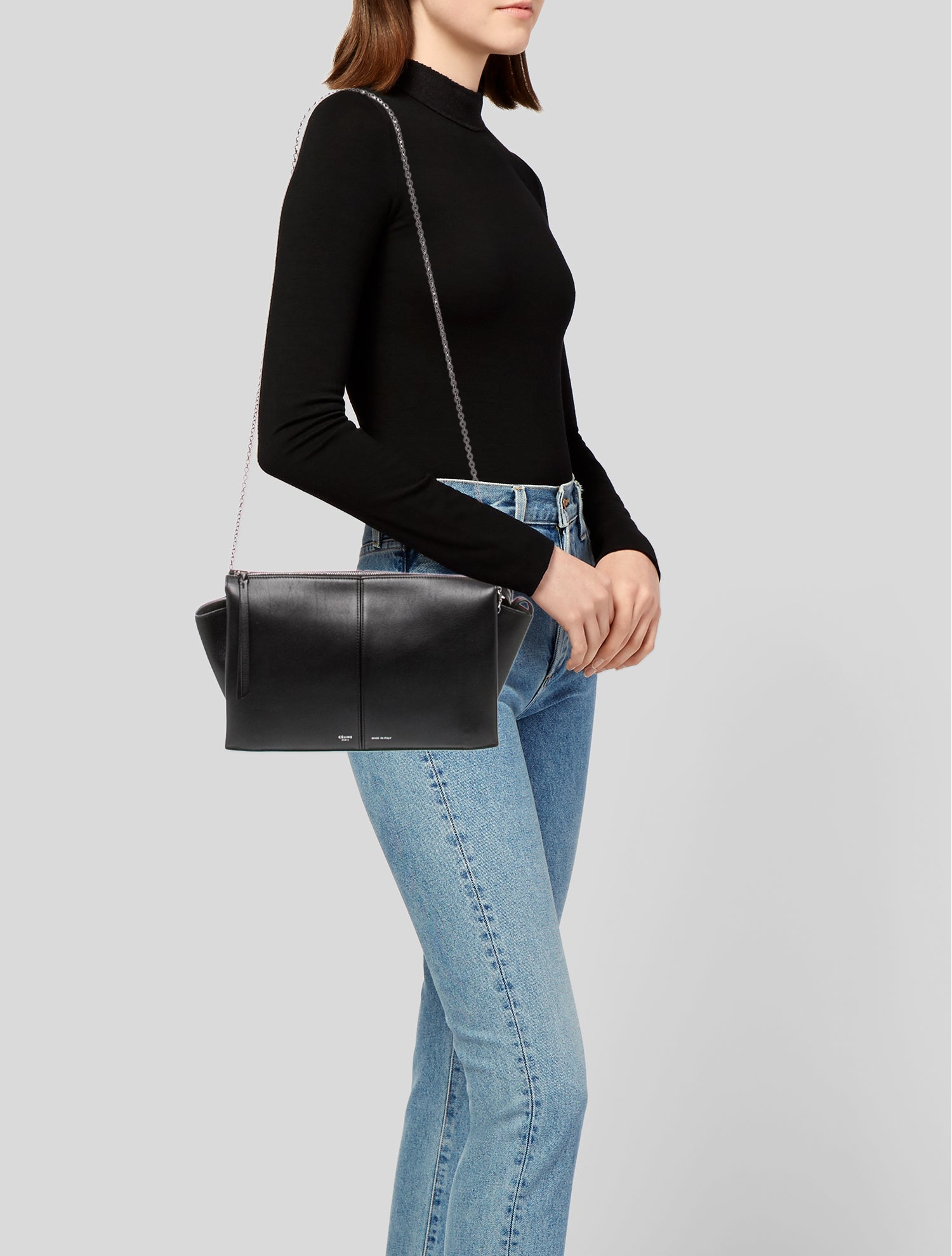 CELINE ブラックハンガー 8個セット Celine Leather Trifold Clutch - Black Clutches, Handbags