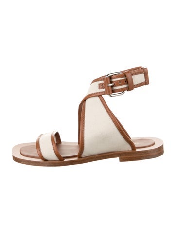Pre-owned Celine Canvas Colorblock Pattern Gladiator Sandals In Brown