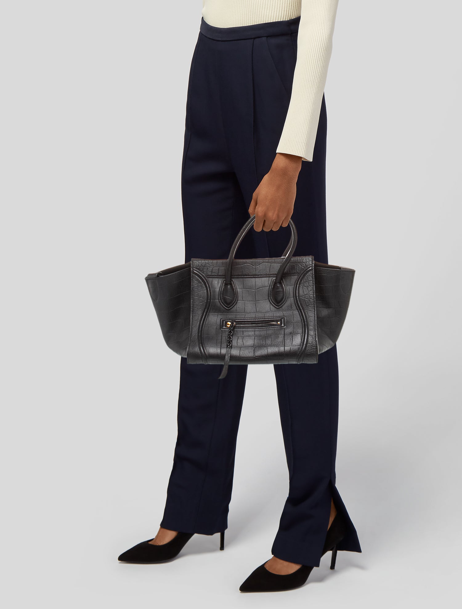 Celine Embossed Leather Luggage Phantom Medium