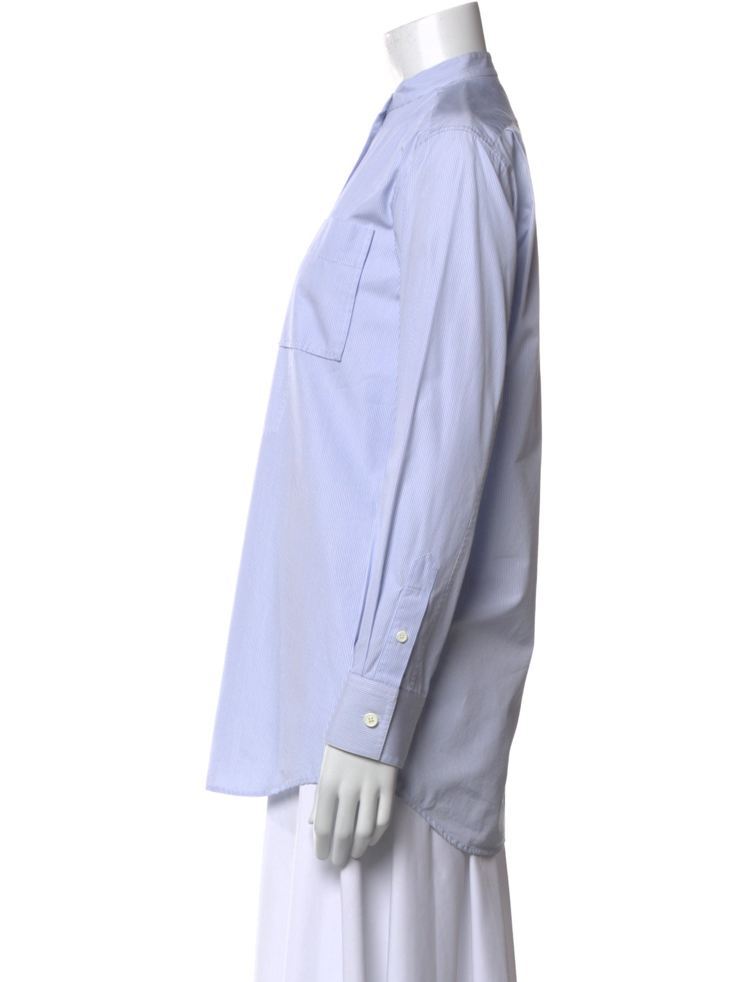 Celine Striped Long Sleeve Button-Up Top