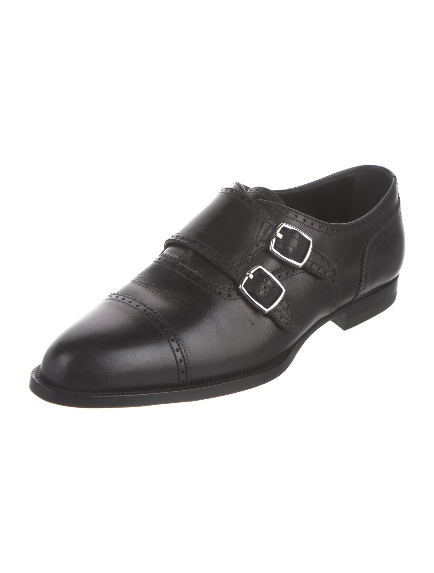 Celine Leather Lasercut Accents Monk Straps