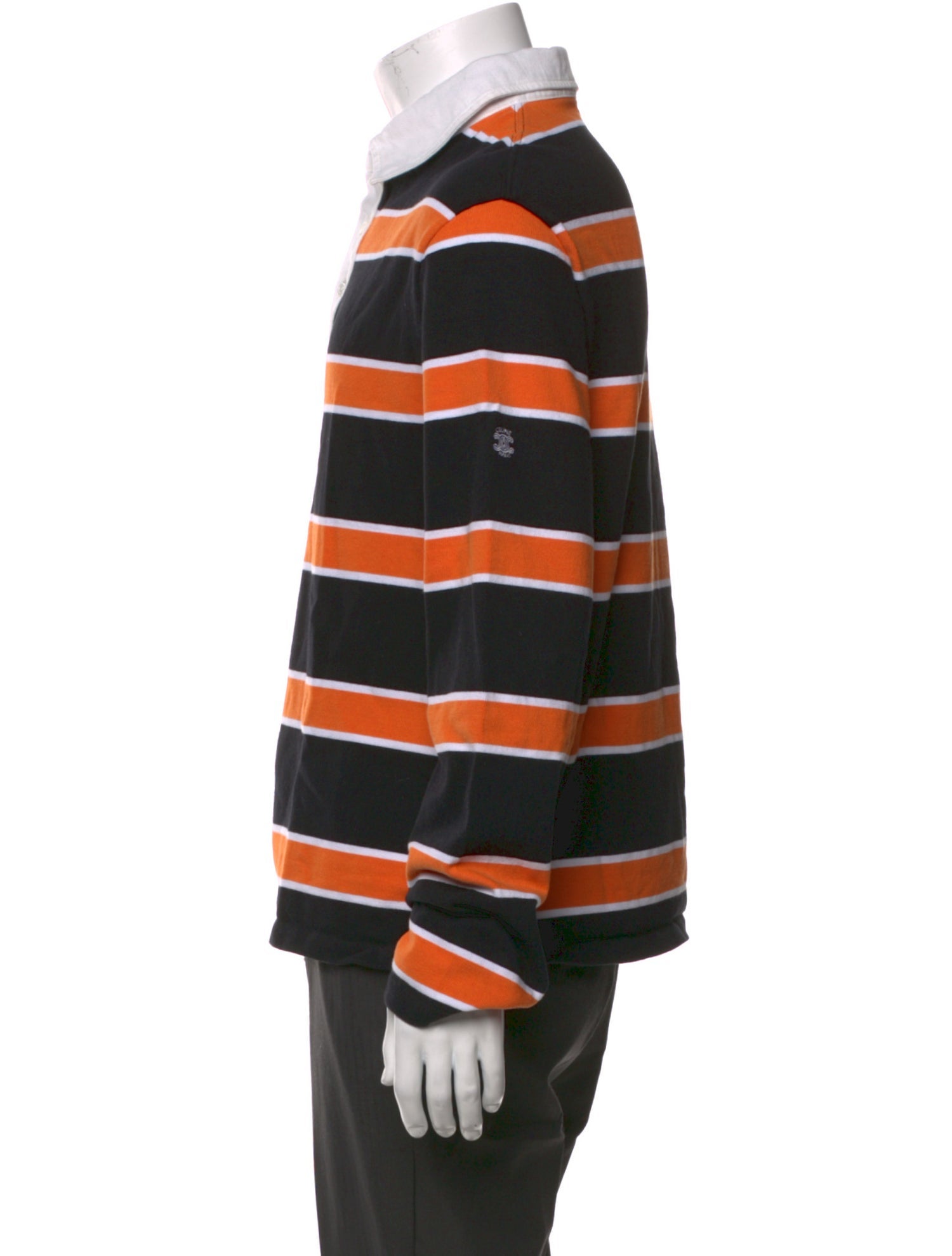 Celine Striped Collar Polo Shirt
