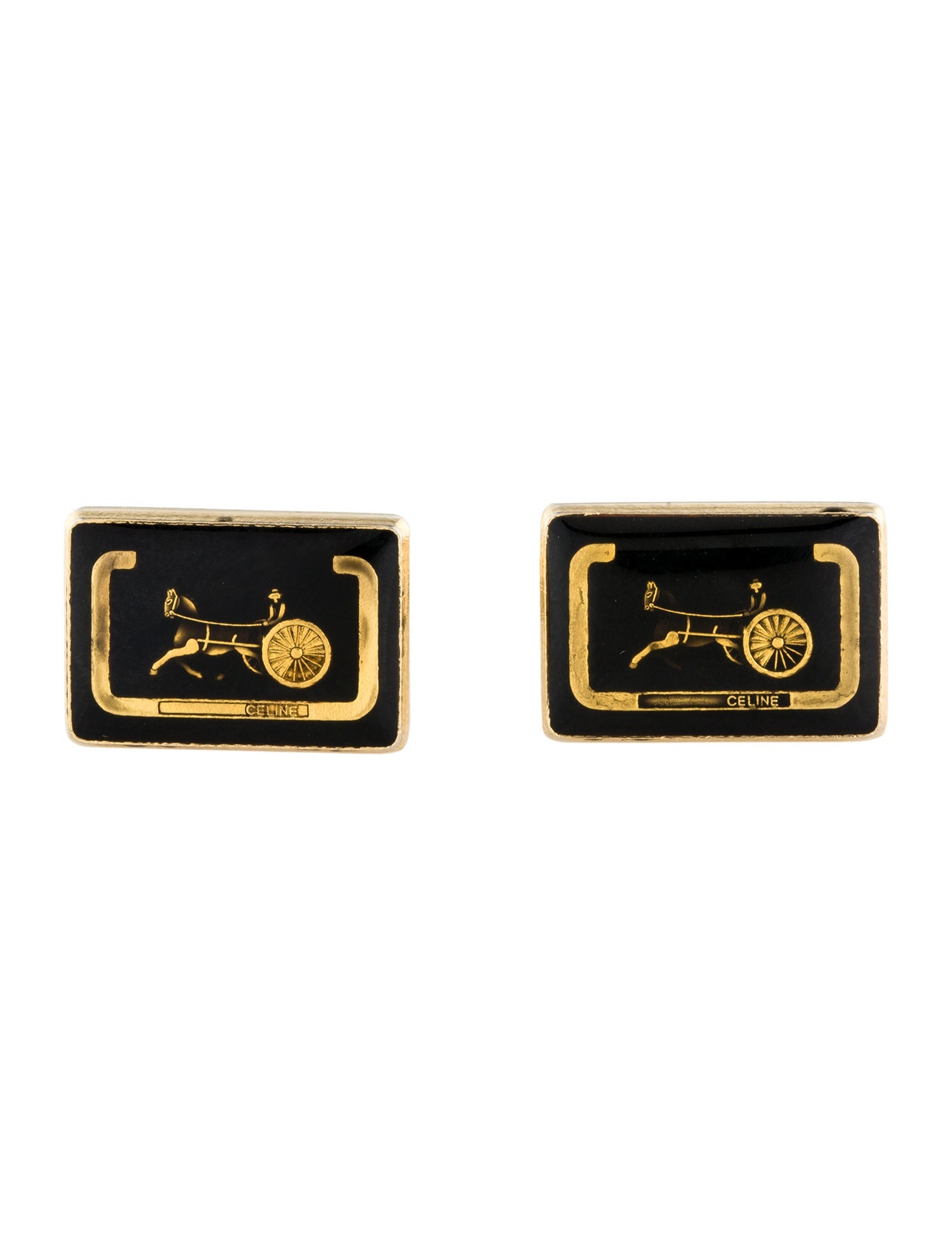 Celine Vintage Resin Carriage Cufflinks
