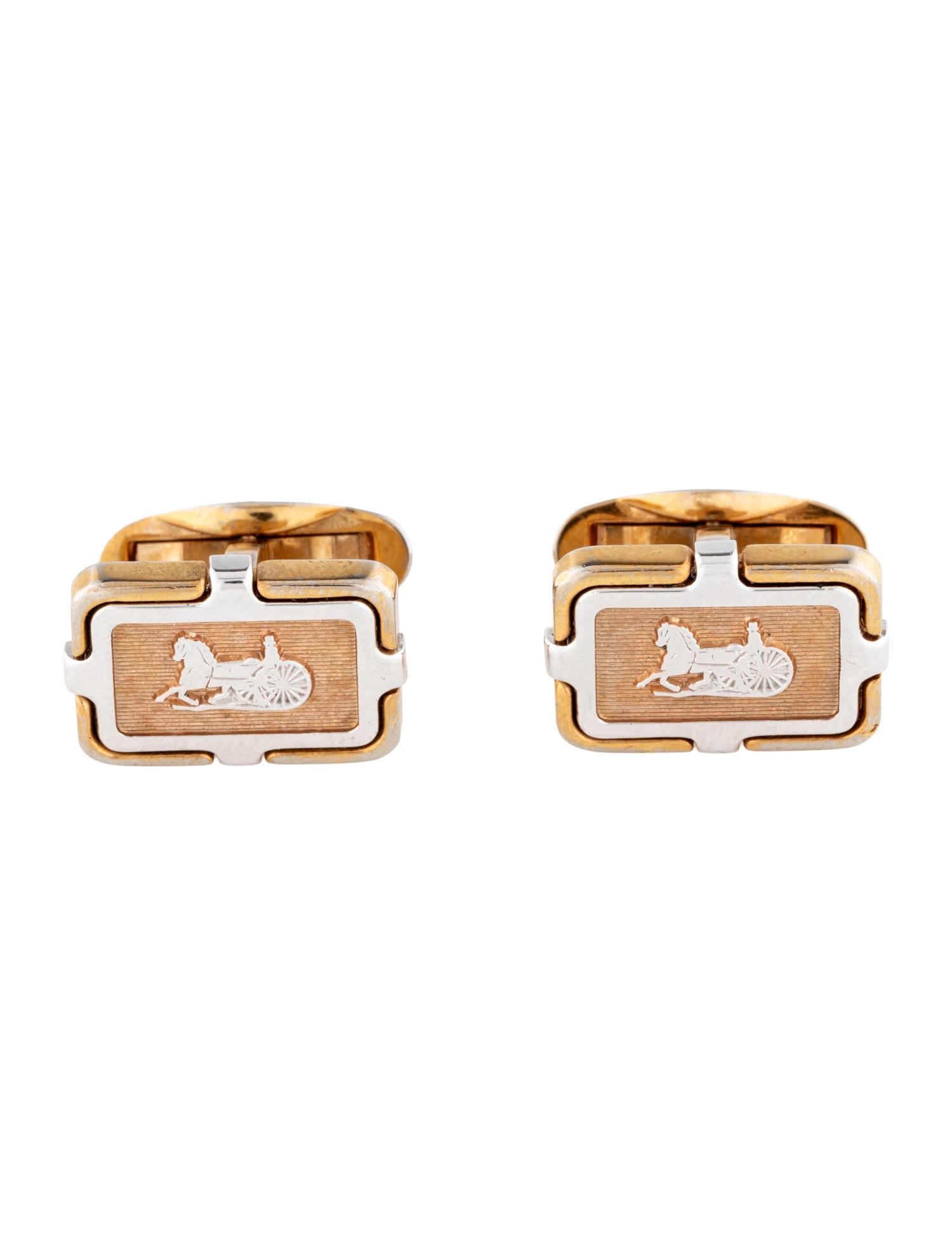 Celine Vintage Enamel Carriage Cufflinks