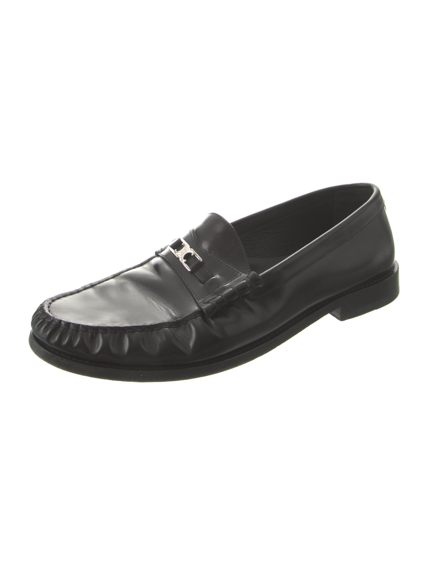 Celine Leather Ruffle Embellishment Loafers