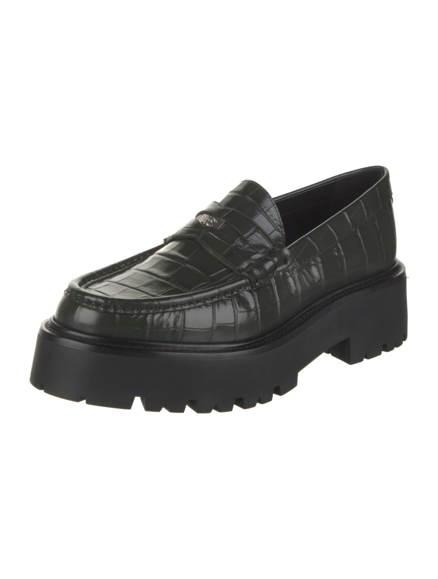 Celine Embossed Leather Loafers