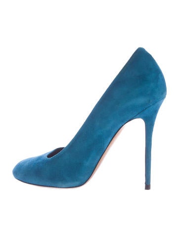Céline Suede Round-Toe Pumps