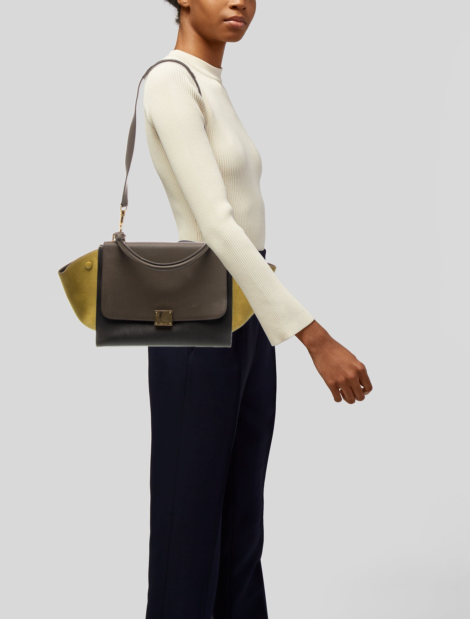 セリーヌ Celine Leather Trapeze Small - Neutrals Handle Bags, Handbags