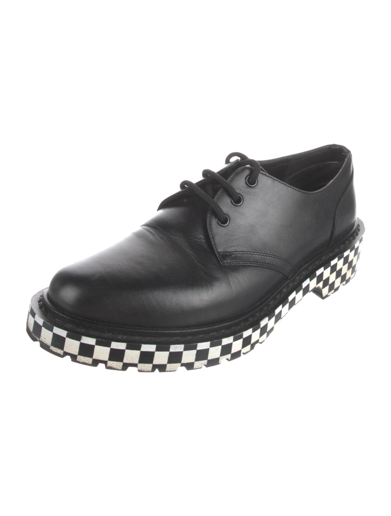 Celine Leather Plaid Print Oxfords