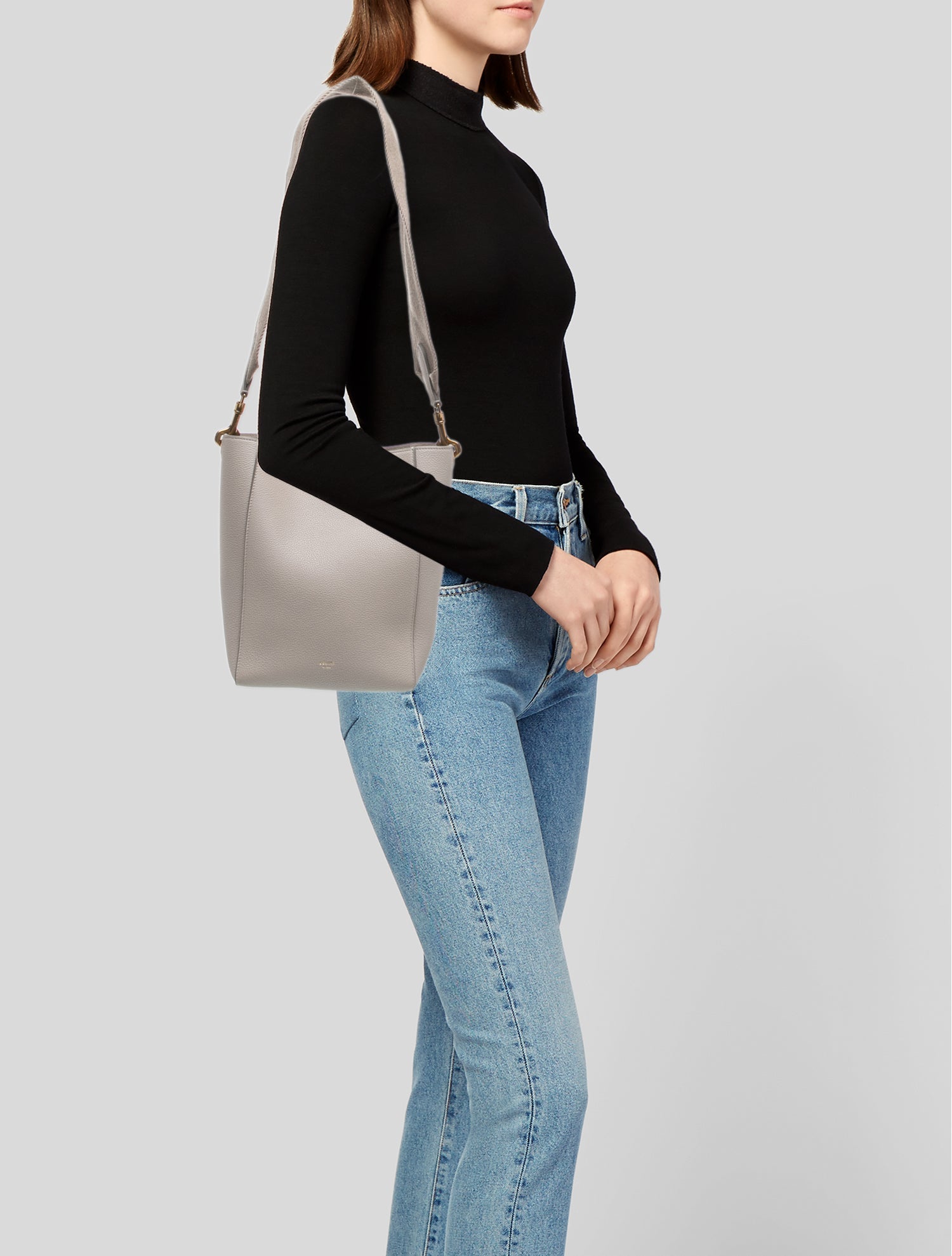 Celine Leather Seau Sangle Small - Neutrals Bucket Bags, Handbags