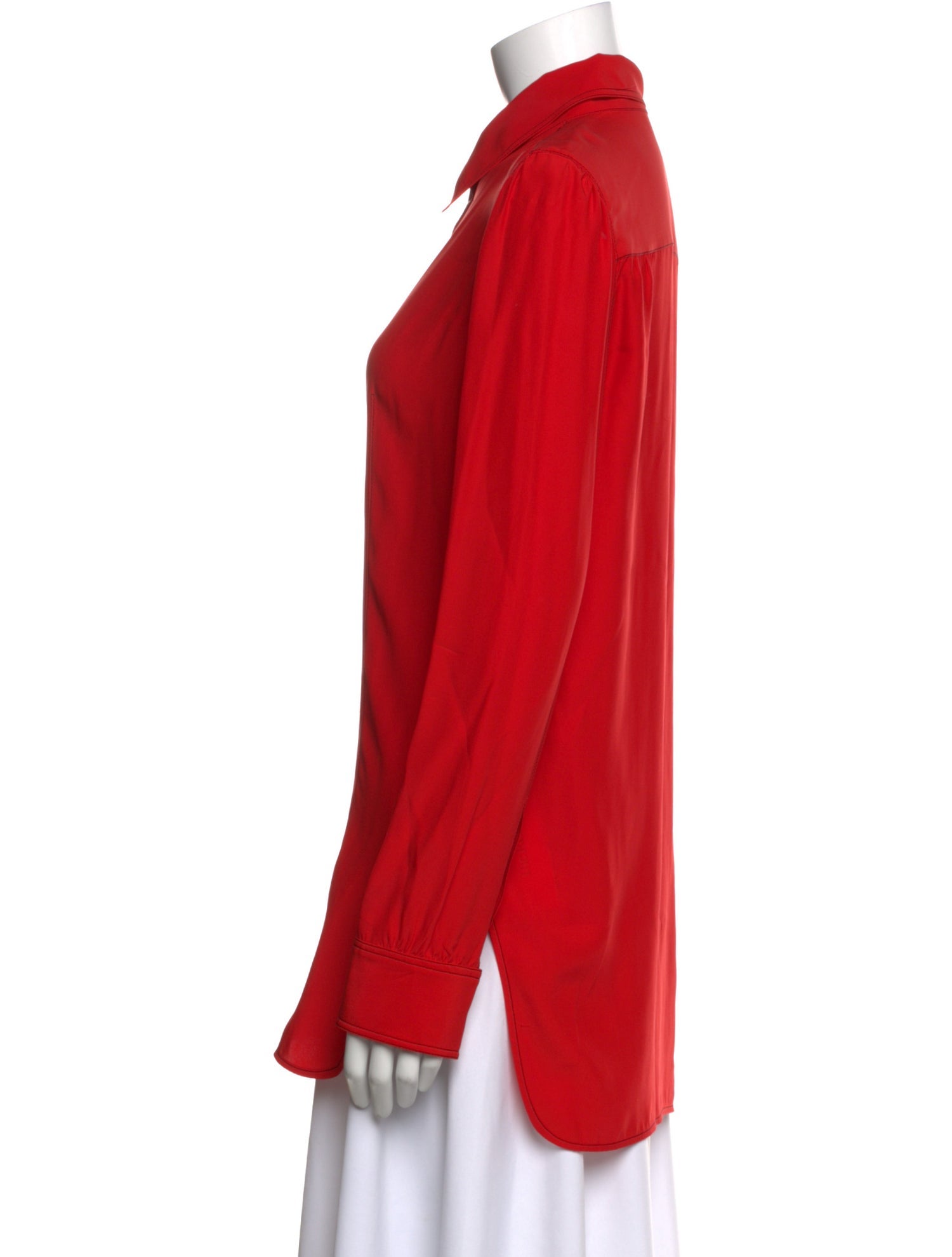 Celine Silk Long Sleeve Button-Up Top