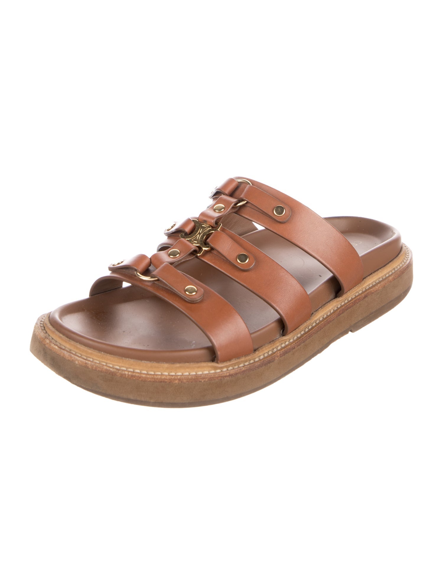 Celine Leather Studded Accents Sandals
