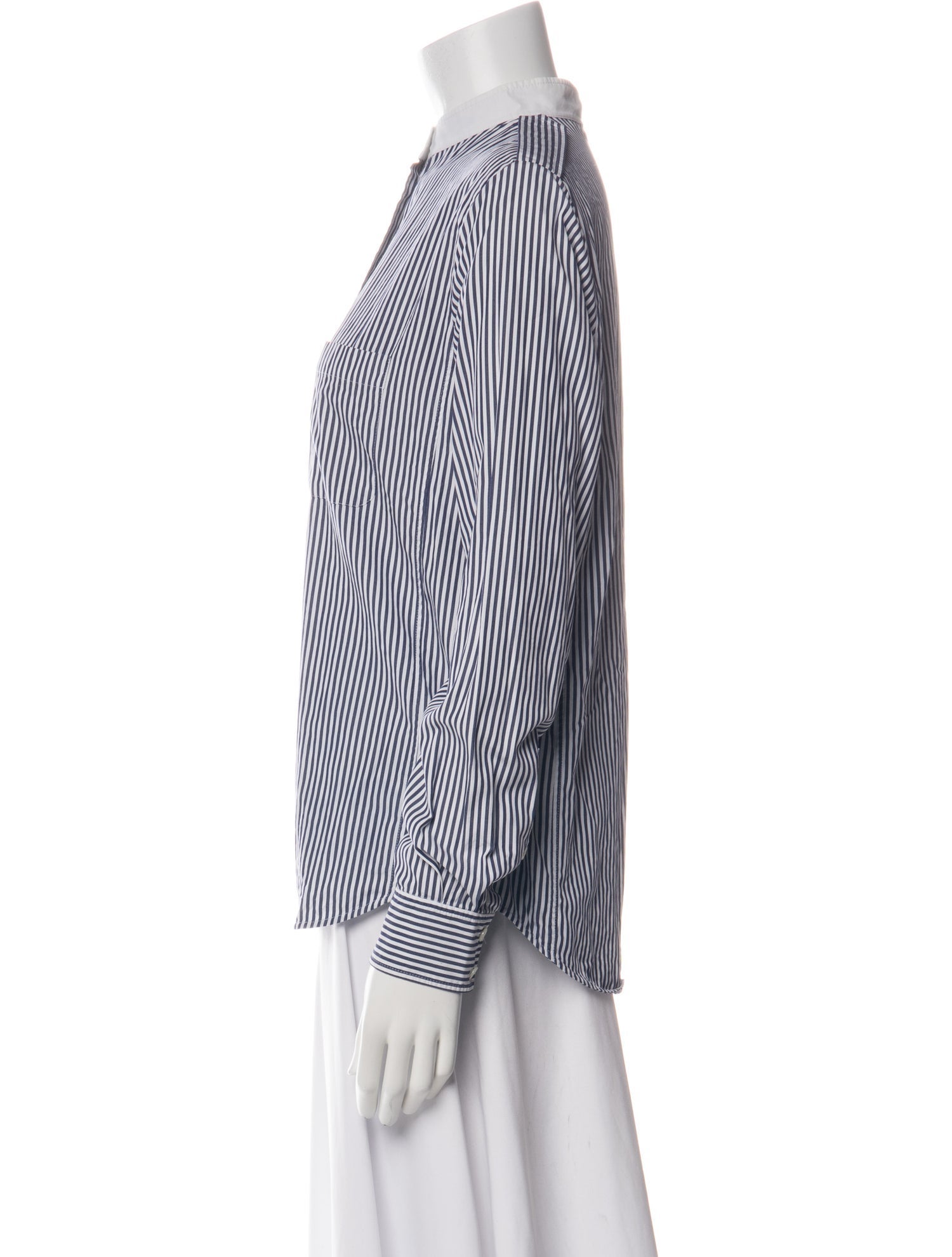Celine Striped Long Sleeve Button-Up Top