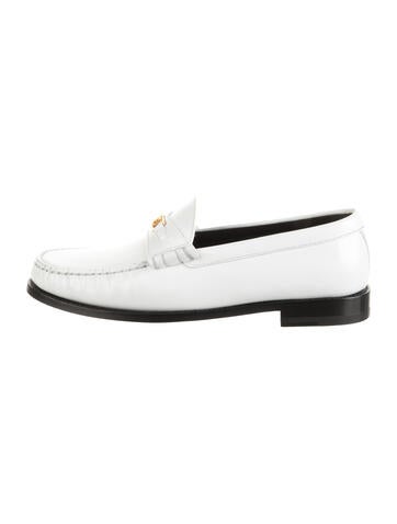 Pre-owned Celine Leather Loafers In White