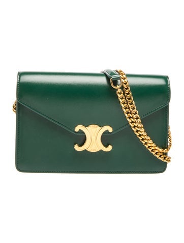 Pre-owned Celine Triomphe Margo Wallet On Chain 2024 In Green