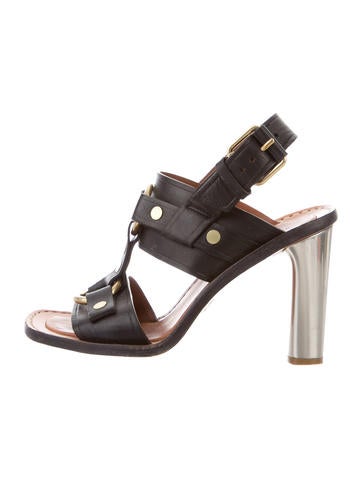 Céline Ring-Accented Leather Sandals