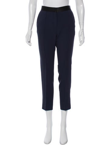 Céline Satin-Trimmed Straight-Leg Pants