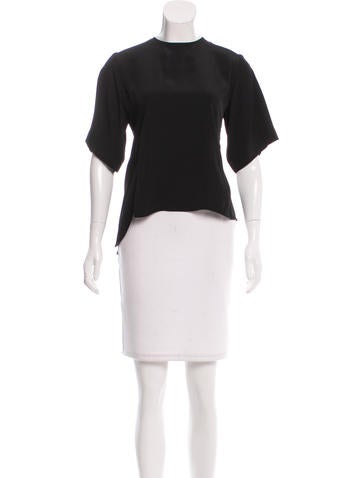 Céline Satin Ruffle-Trimmed Top