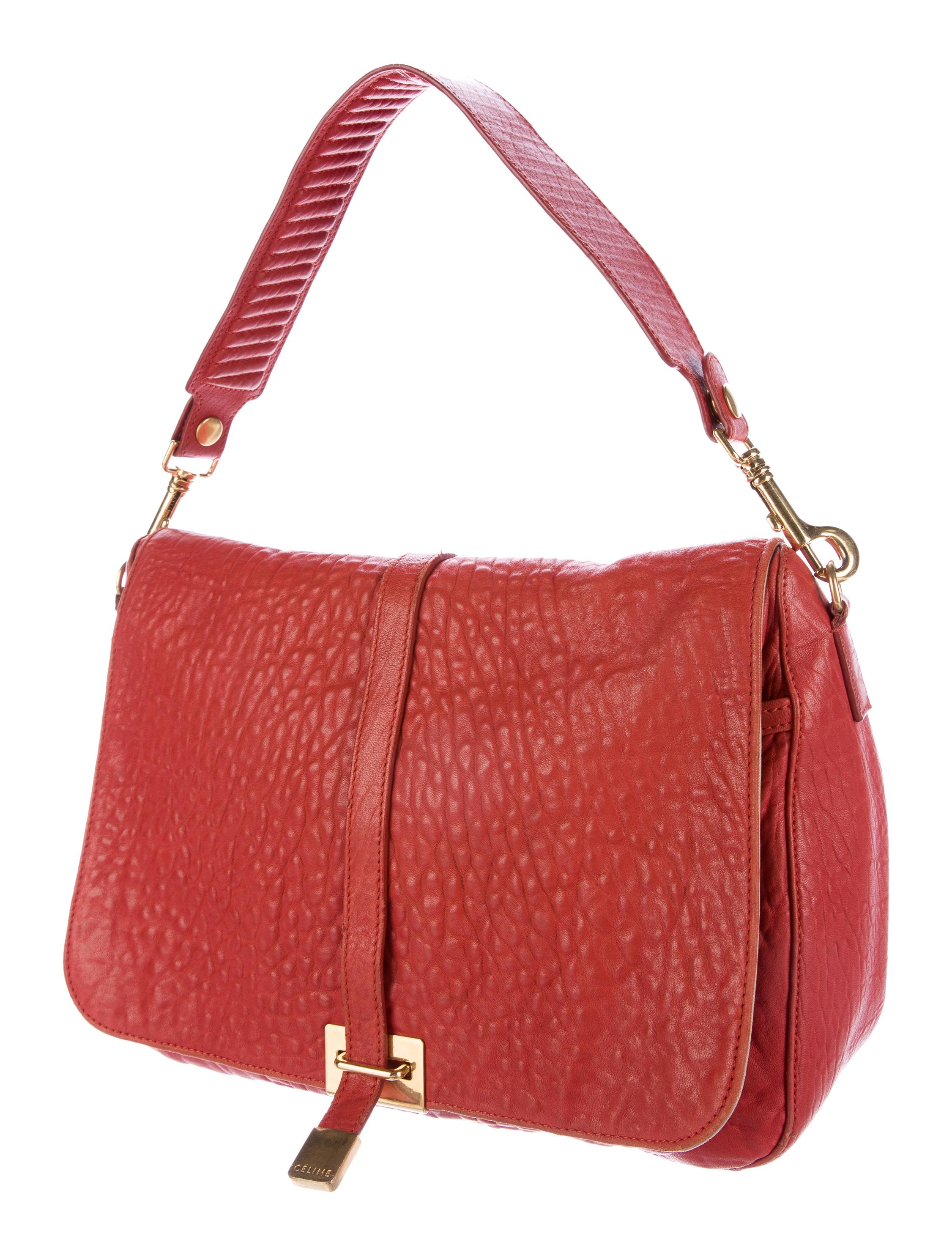 Céline Leather Shoulder Flap Bag Handbags CEL49245 The RealReal