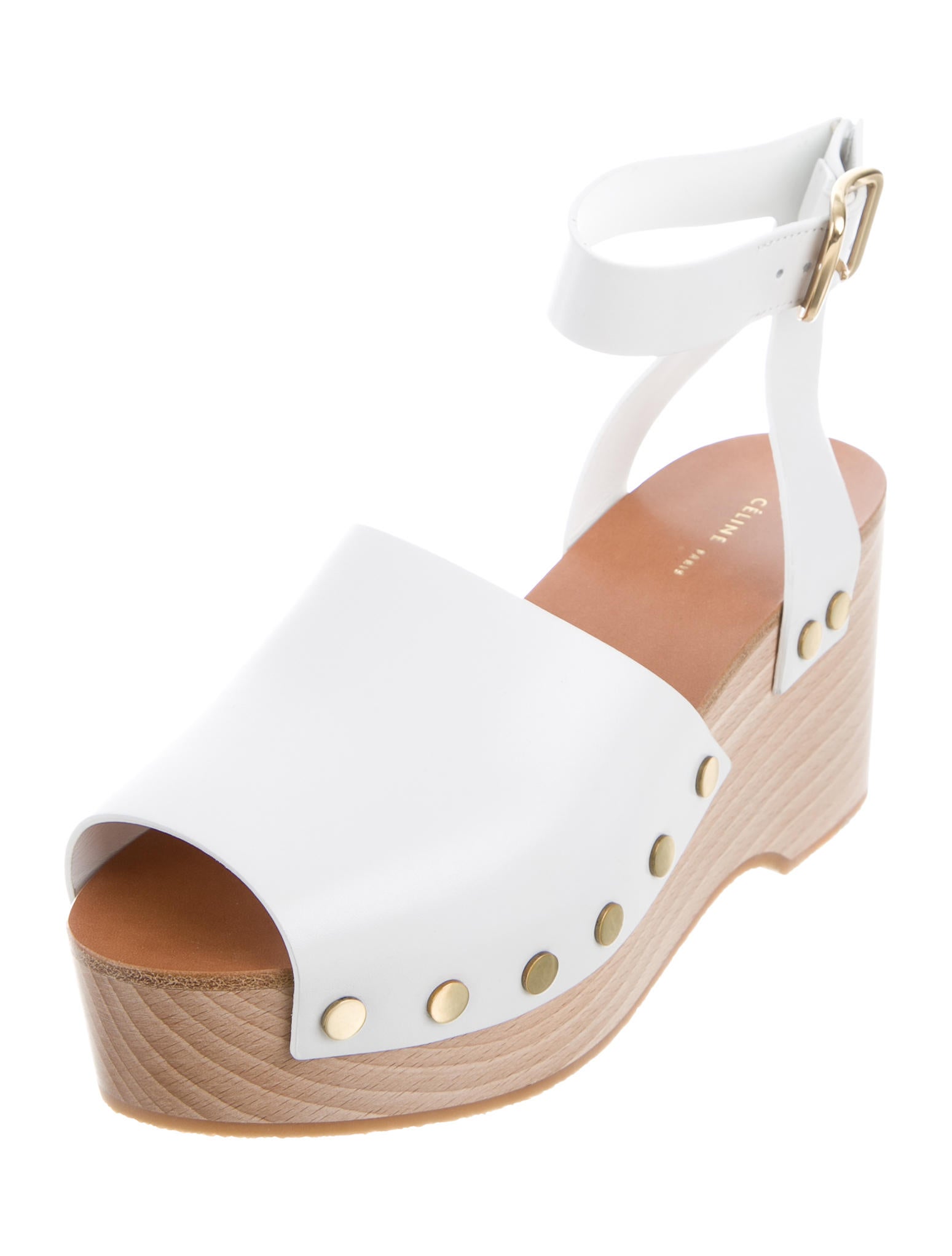 Céline Leather Wedge Sandals Shoes CEL51725 The RealReal