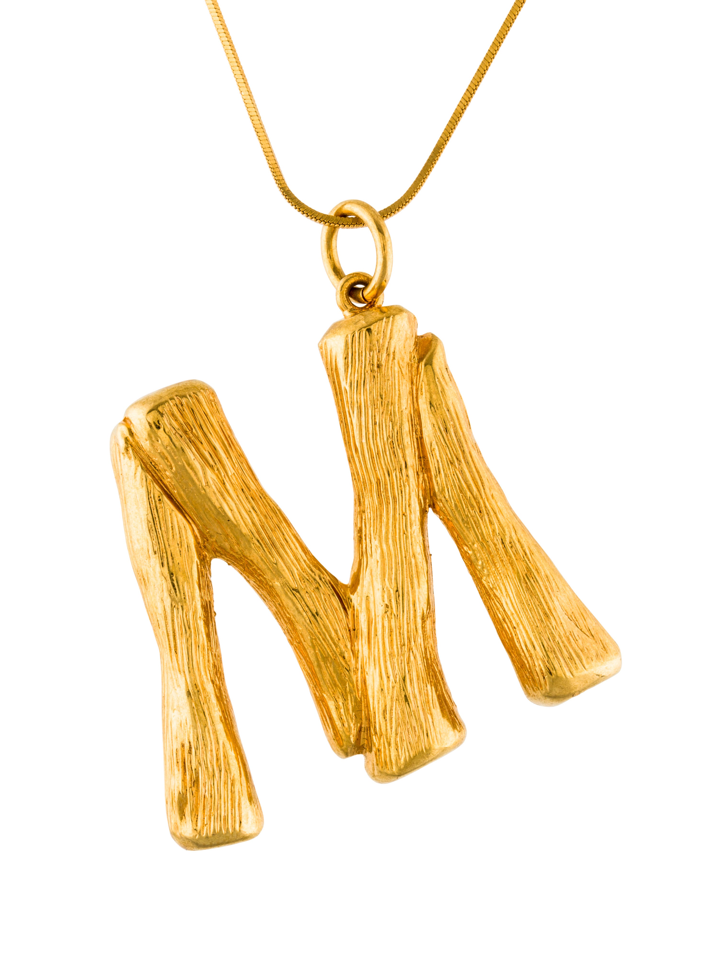 Celine Celine Alphabet M Pendant Necklace Brass Pendant Necklace Necklaces CEL60114 The RealReal