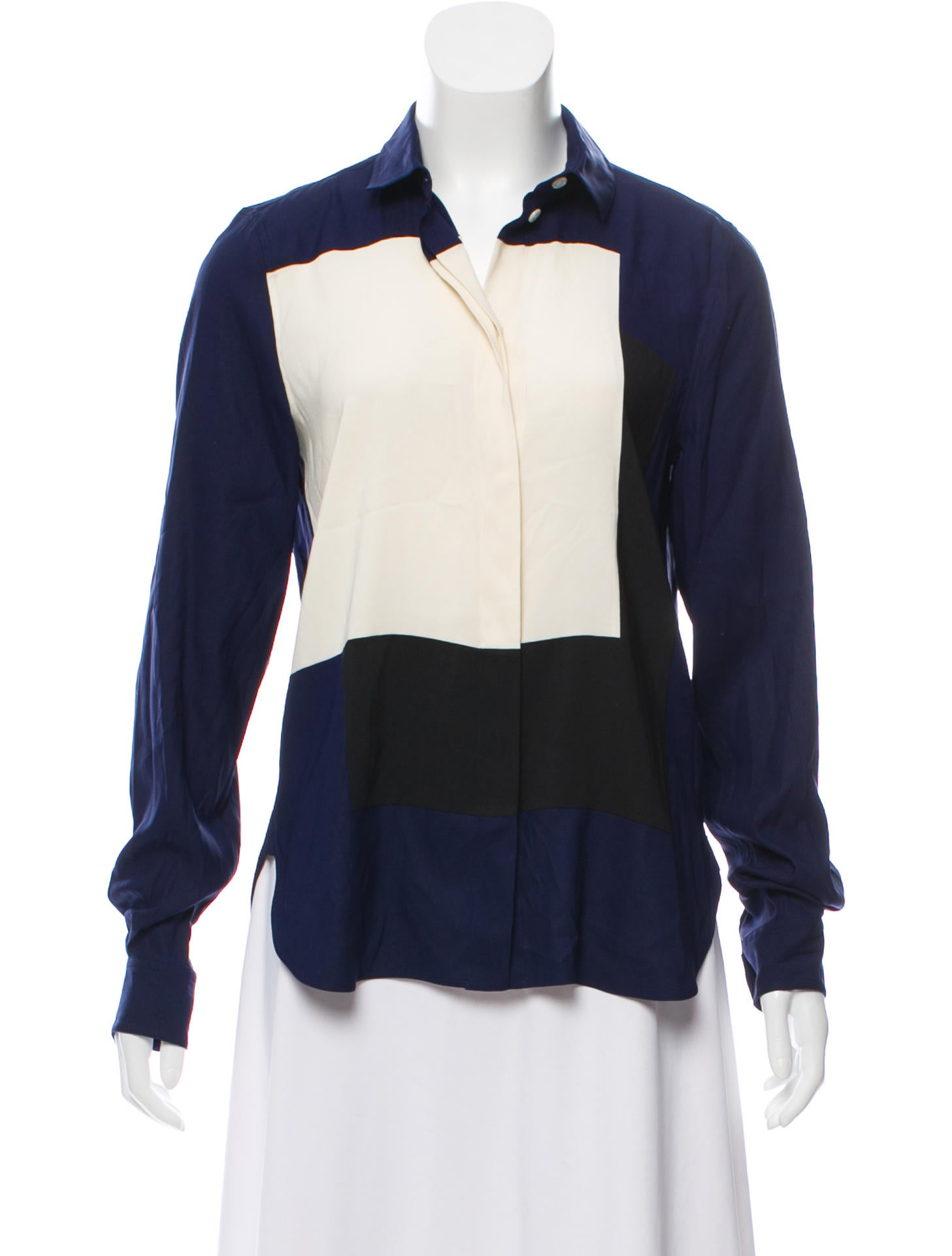 céline silk colorblock top - clothing - cel75167 | the realreal