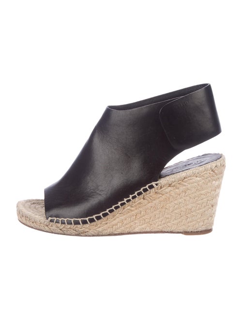 Céline Leather Espadrille Wedges Black