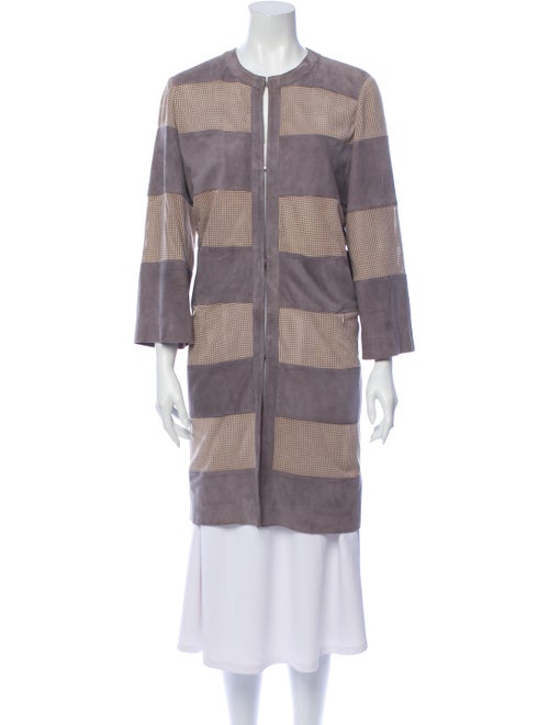 Davide Cenci Striped Coat Grey