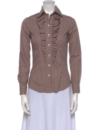 Davide Cenci Polka Dot Print Three-Quarter Sleeve Button-Up Top