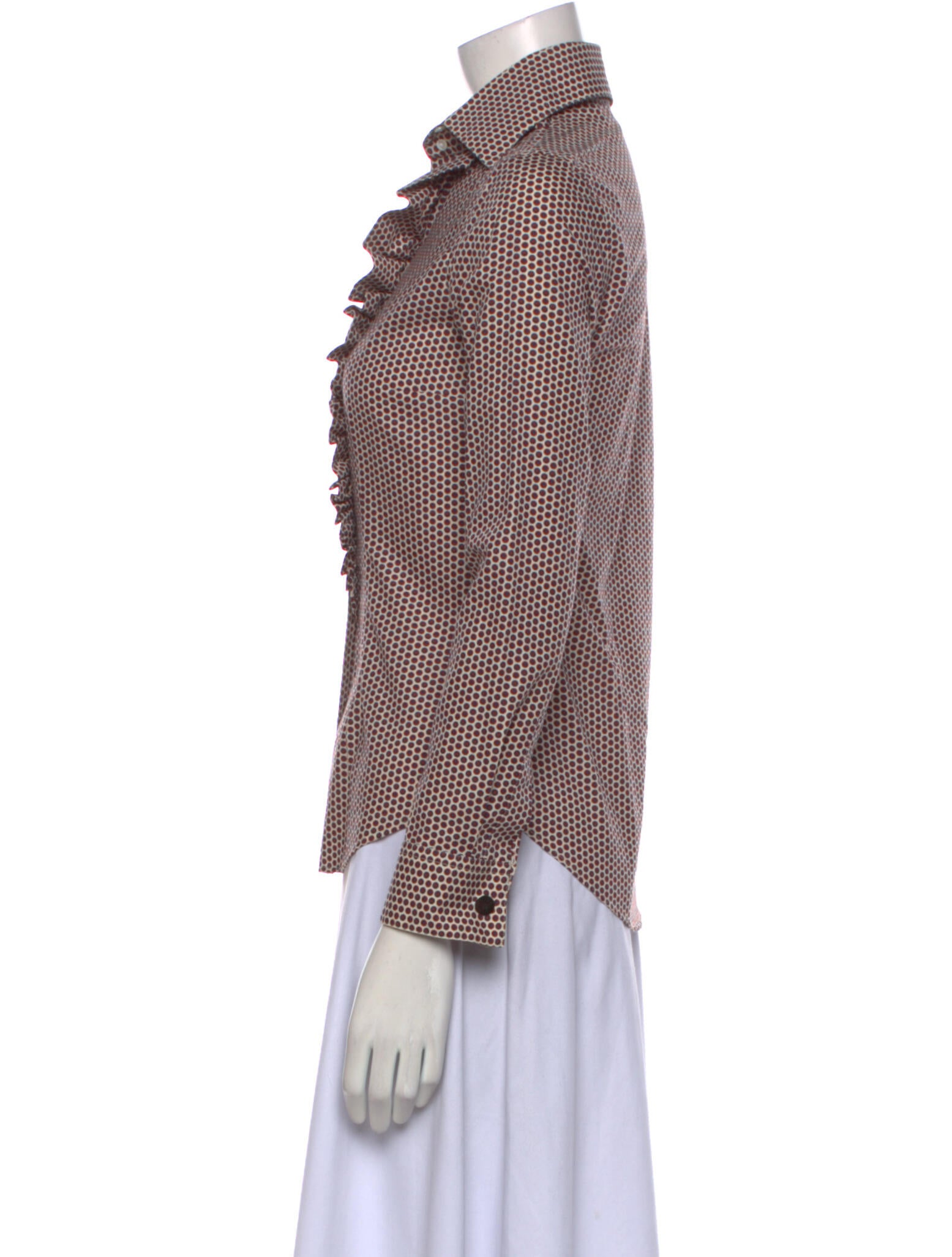 Davide Cenci Polka Dot Print Three-Quarter Sleeve Button-Up Top