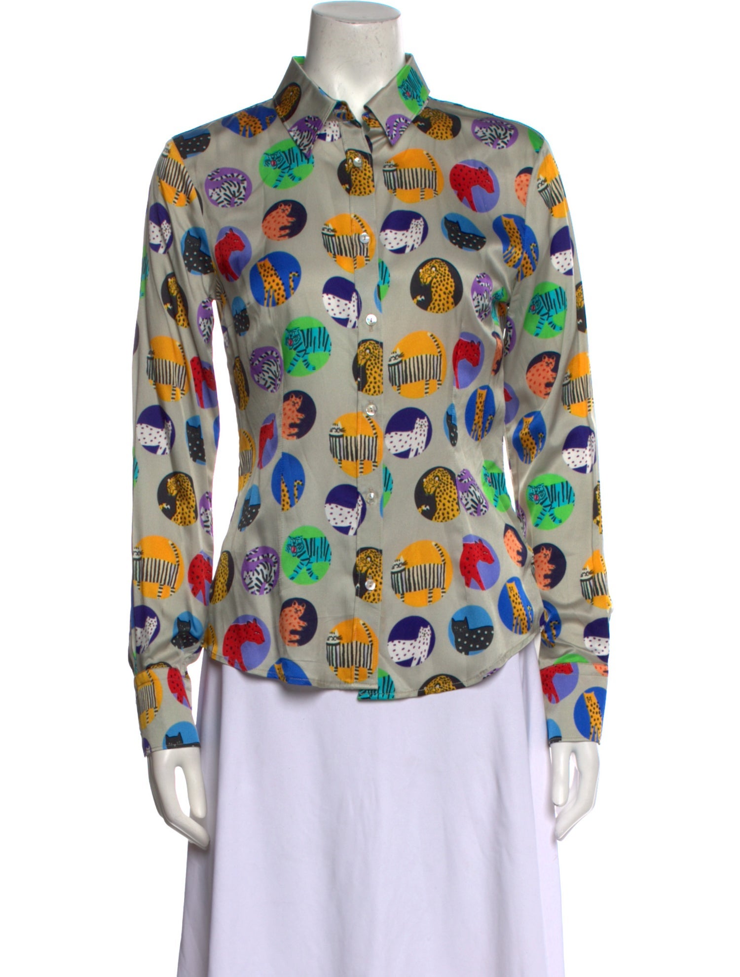 Davide Cenci Printed Long Sleeve Button-Up Top