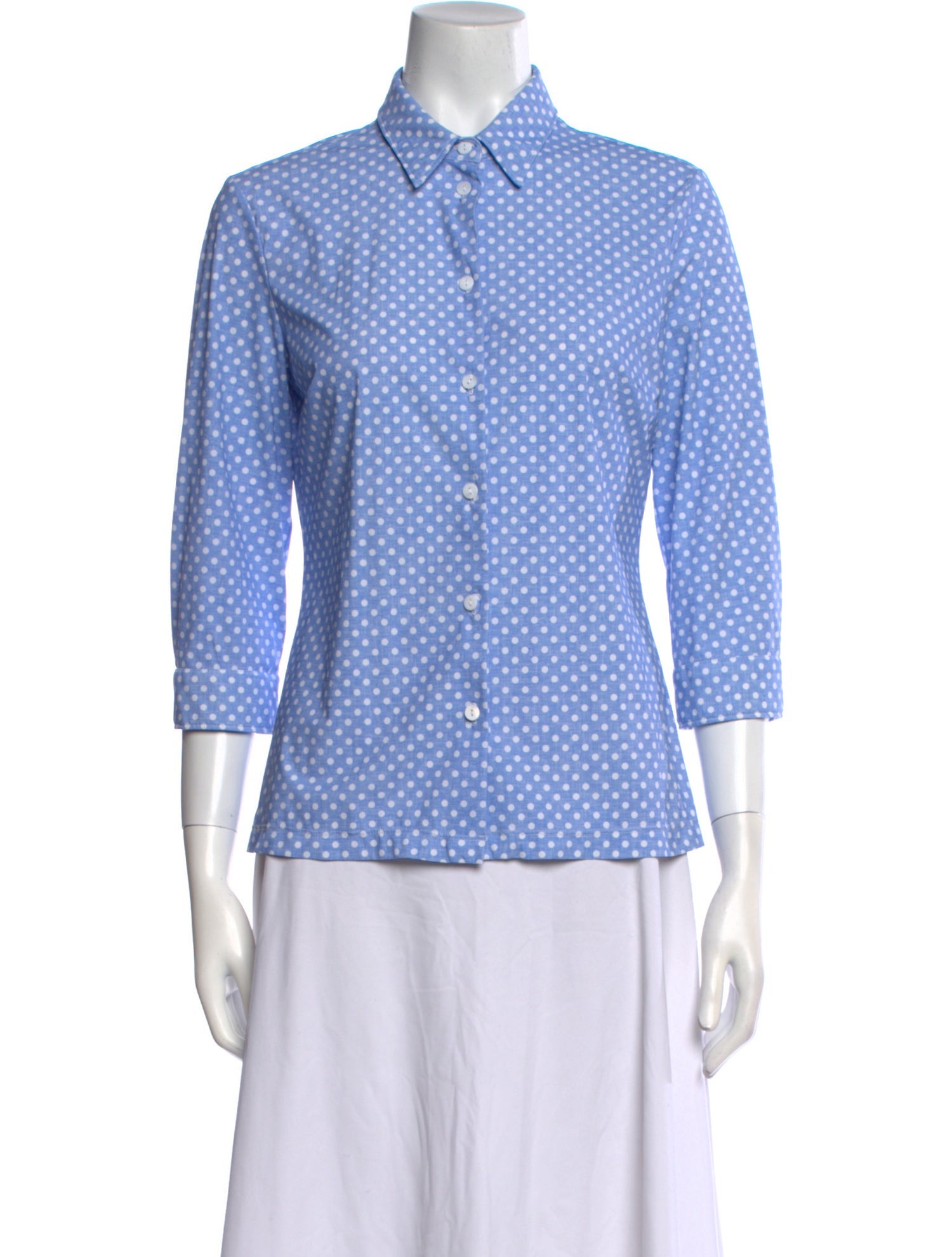 Davide Cenci Polka Dot Print Three-Quarter Sleeve Button-Up Top