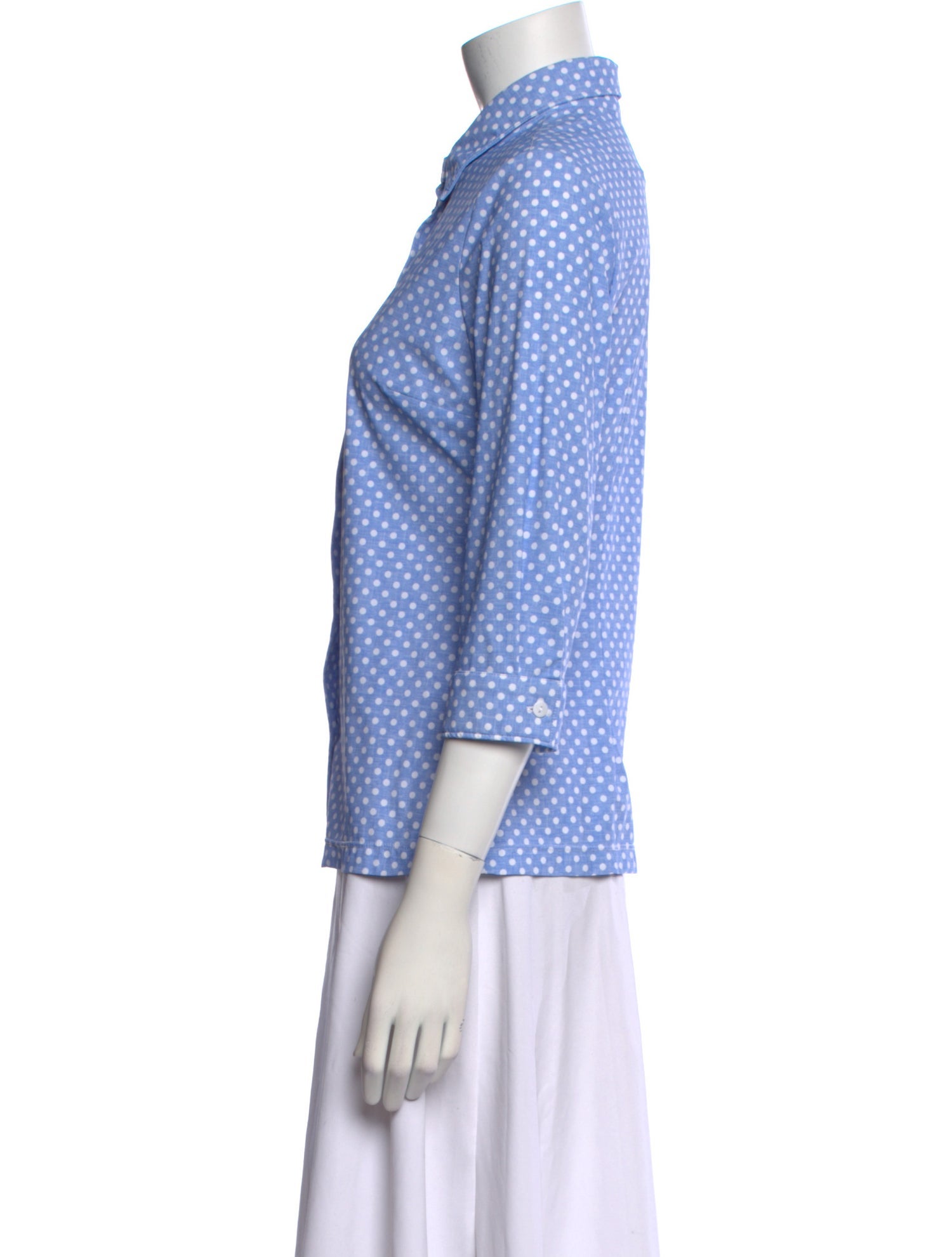 Davide Cenci Polka Dot Print Three-Quarter Sleeve Button-Up Top
