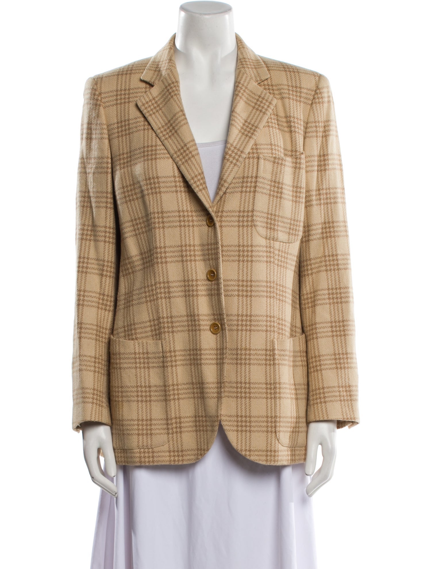 Davide Cenci Camel Hair Plaid Print Blazer