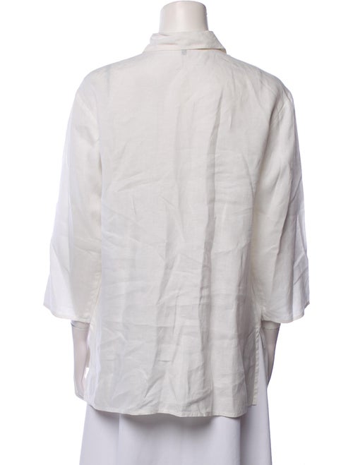 Davide Cenci Linen Three-Quarter Sleeve Button-Up Top