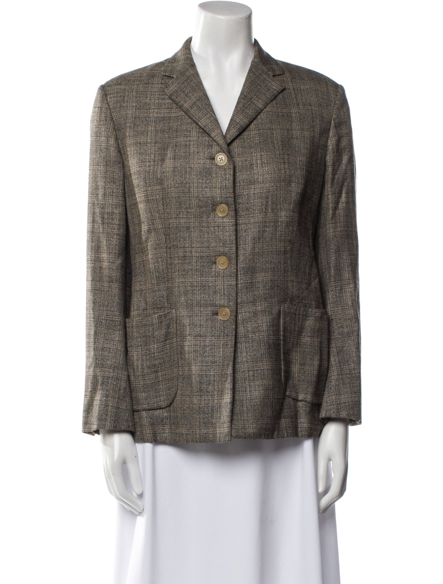 Davide Cenci Bamboo Plaid Print Blazer