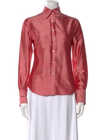 Pre-owned Davide Cenci Long Sleeve Button-up Top In Pink