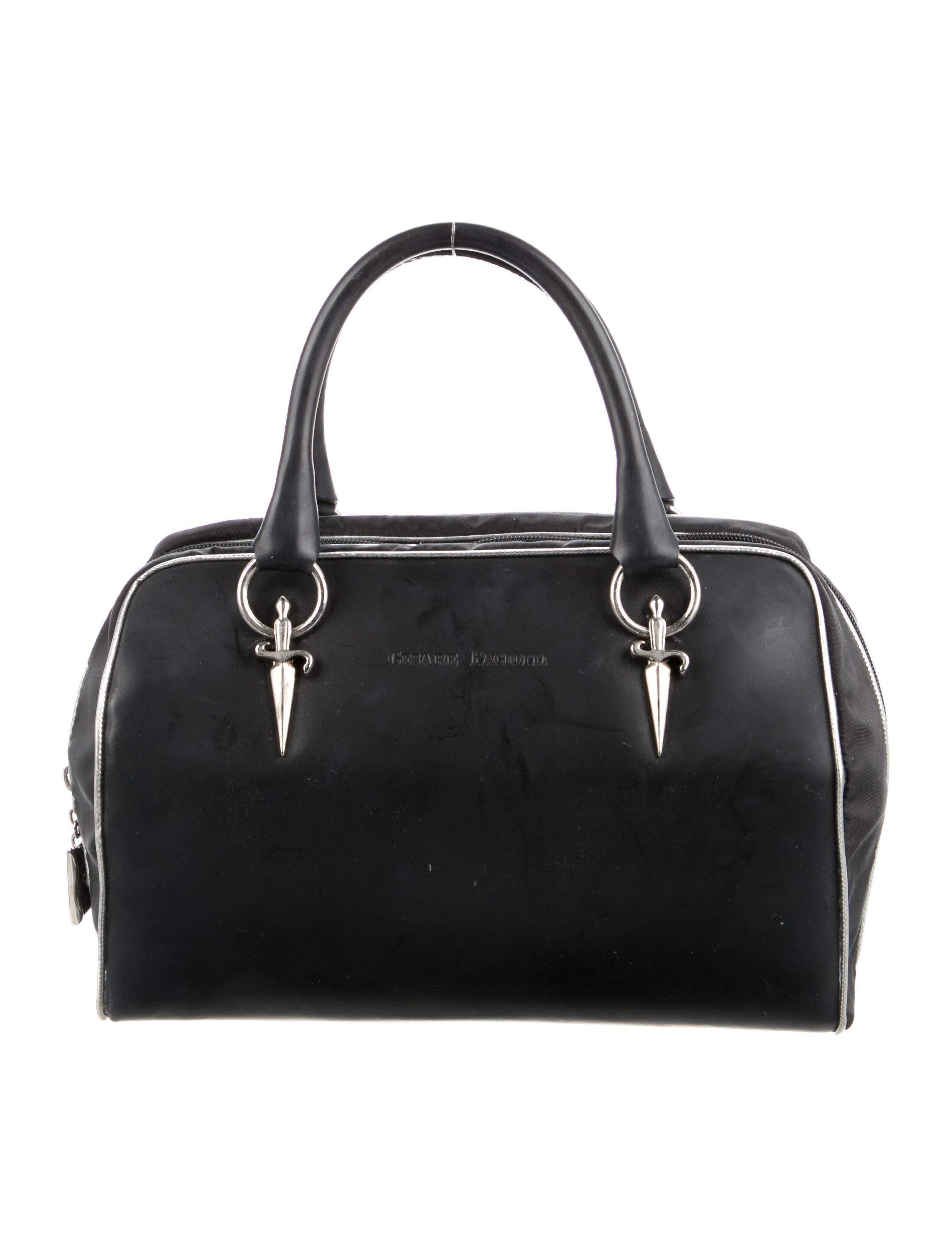 完璧すぎて可愛げがない Cesare Paciotti Smooth Leather Handle Bag - Black Handle バッグ