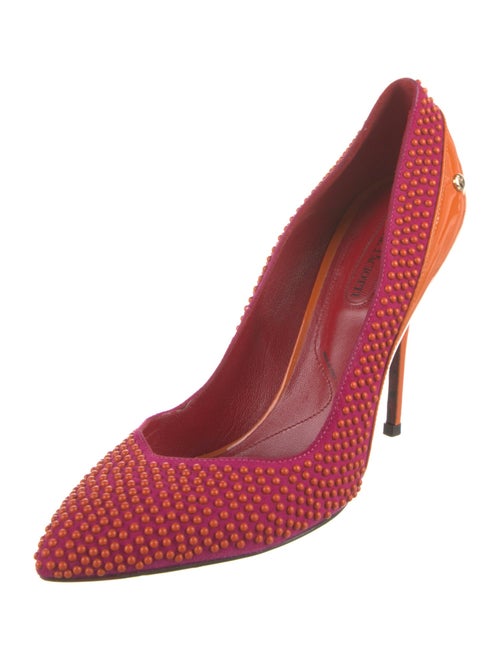 Cesare Paciotti Patent Leather Studded Accents Pumps