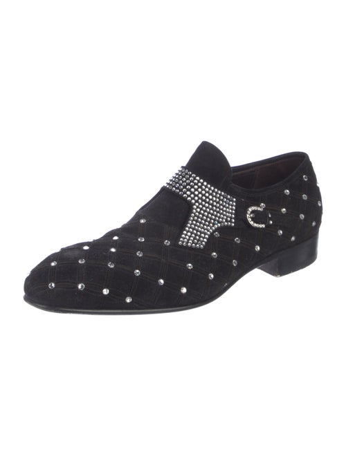 Cesare Paciotti Suede Crystal Embellishments Monk Straps